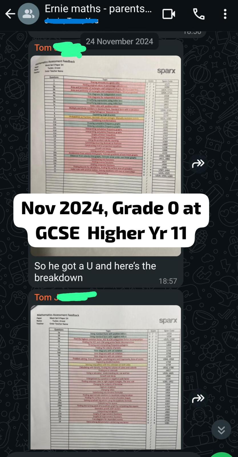 Ernie Before - Grade 0 GCSE Higher Year 11 November 2024
